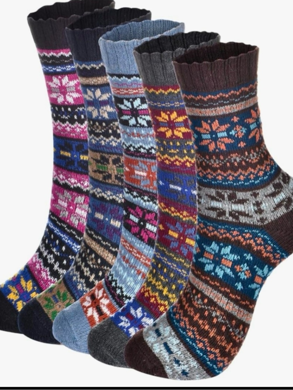 Fair Isle Patterned Knit Socks - Multicolor with wool content new in packaging!